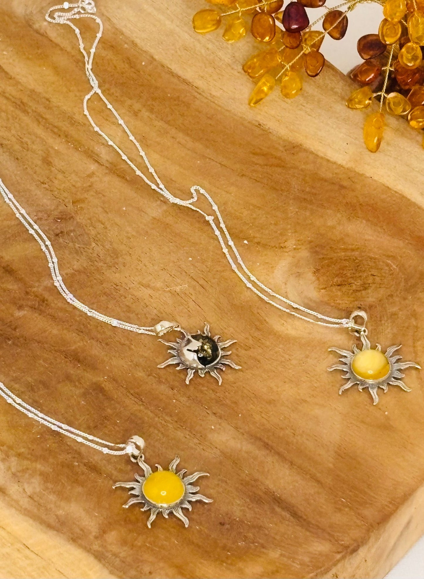 Pendentif Yin Yang en Ambre et Argent